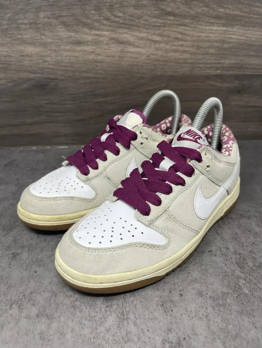 Nike Dunk Low Sneakers Womens Size 5 Cherry Beige Canvas Vintage 371815-011